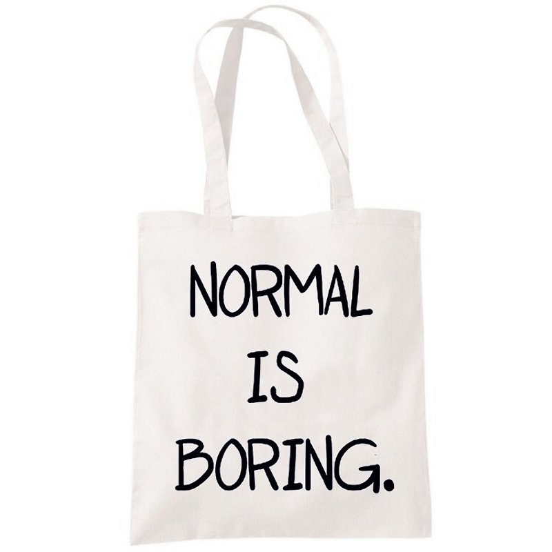 Normal is Boring文青帆布袋文艺环保购物袋单肩手提包袋-米白色 - 侧背包/斜挎包 - 其他材质 白色