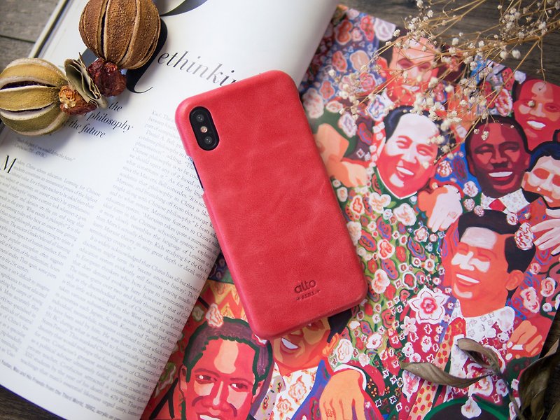 【定制化礼物】皮革手机壳 iPhone X/Xs  - 红 - 手机壳/手机套 - 真皮 红色