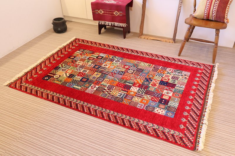 かわいい赤 手織り 絨毯 ウール&草木染め ハンドメイド ラグ 178×120cm - 地垫/地毯 - 其他材质 红色
