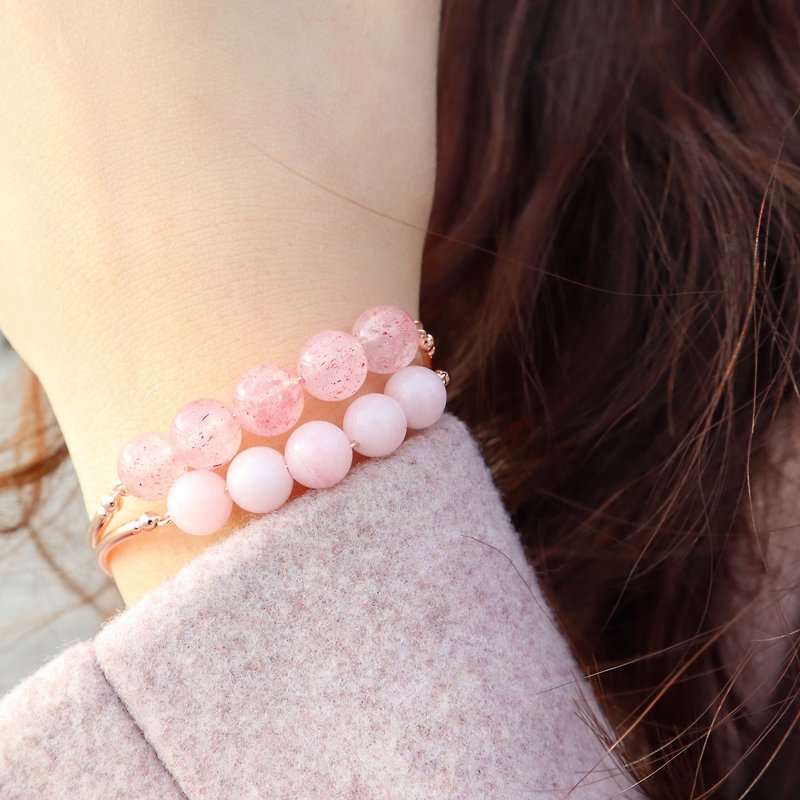 粉晶 纯银 手链 索链 •Daily Bracelet• - 手链/手环 - 纯银 粉红色