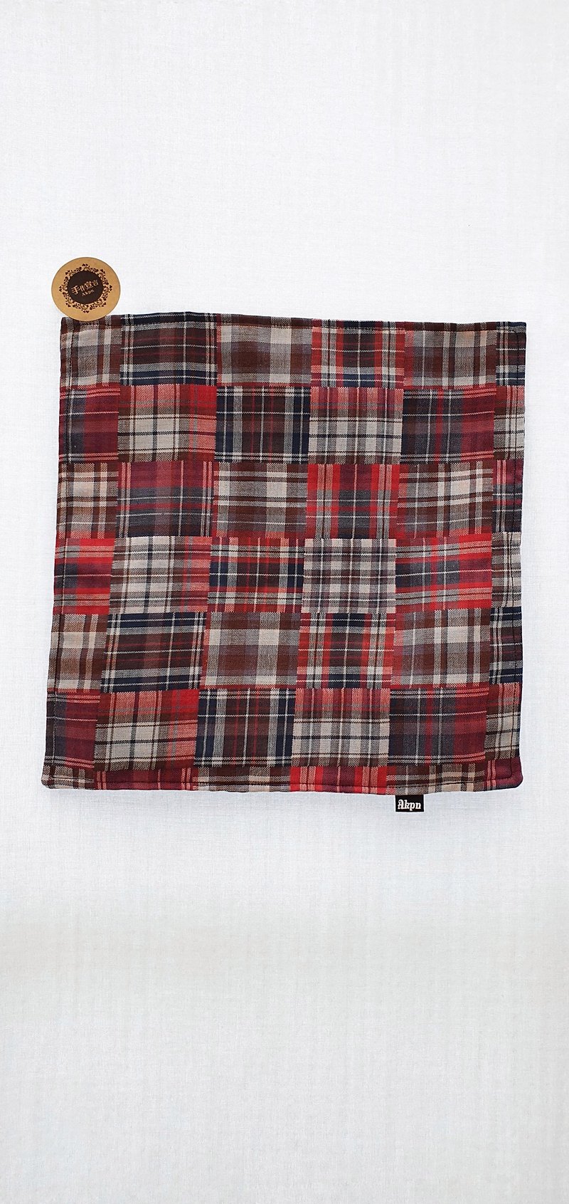 苏格兰风-红咖-纯棉纱布手帕28CM×28CM - 手帕/方巾 - 棉．麻 红色