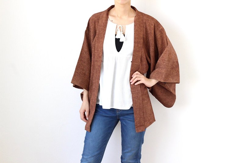 authentic kimono, kimono, kimono jacket, oriental clothing, short kimono /3928 - 女装休闲/机能外套 - 聚酯纤维 咖啡色