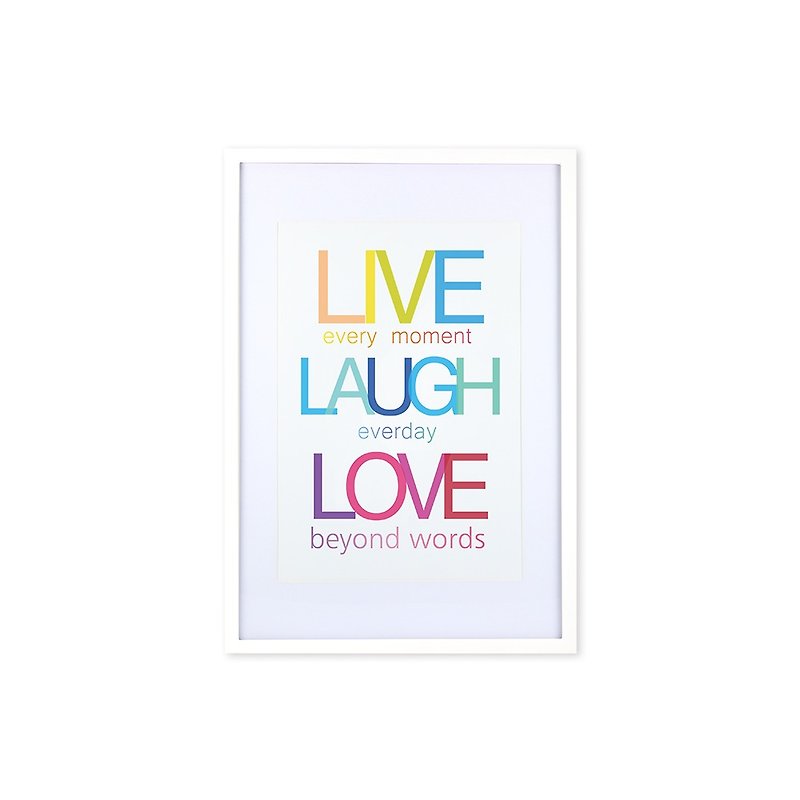 装饰画相框 Quote Series Live Laugh Love 白色框 63x43cm 室设 - 画框/相框 - 木头 多色