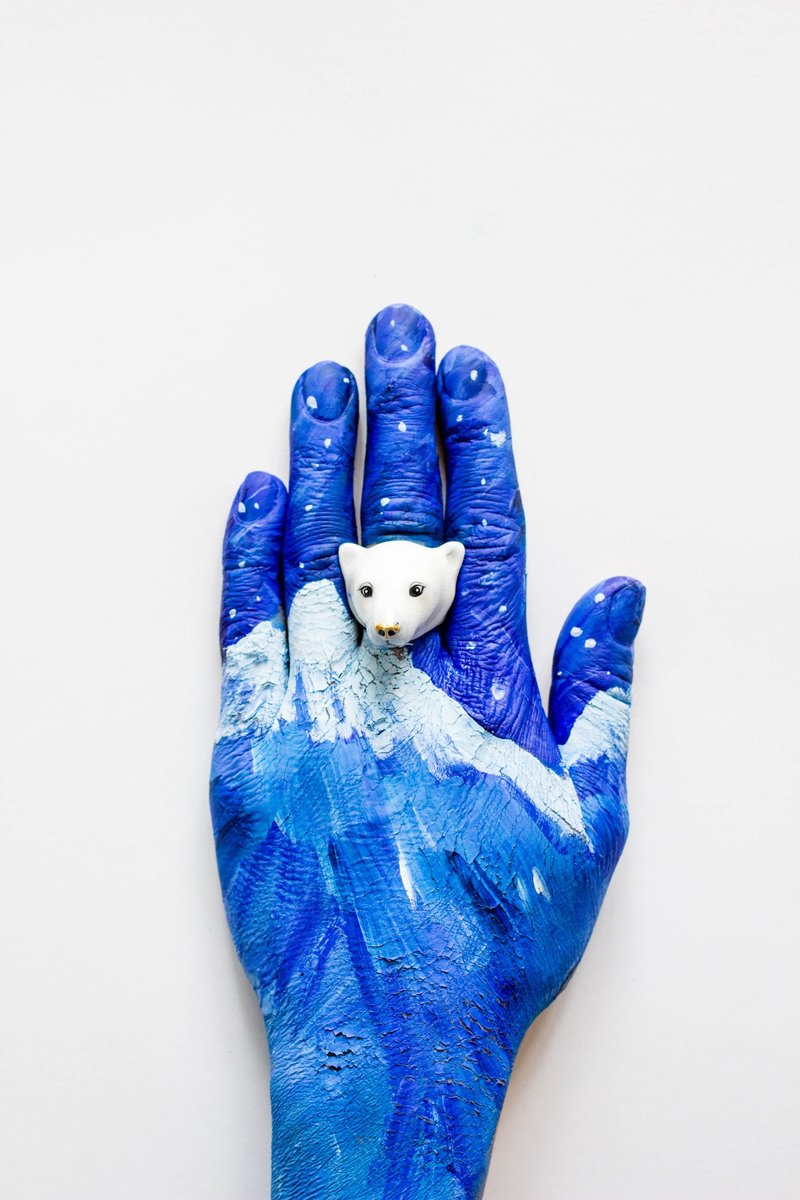 Paul Polar Bear Ring,Handmade Jewelry,Handcrafted Enamel,White bear ring - 戒指 - 铜/黄铜 白色