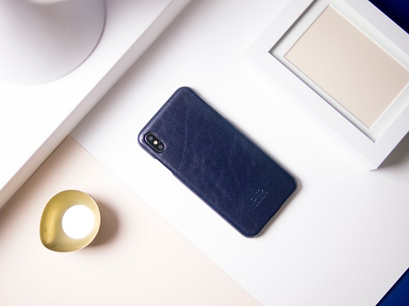 【定制化礼物】皮革手机壳 iPhone Xs Max  - 蓝 - 手机壳/手机套 - 真皮 蓝色