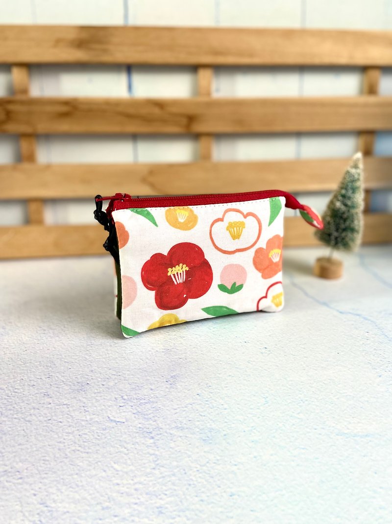 山茶花五层小包 韩国棉布制作 母亲节 生日礼物 可直接放口袋 - 零钱包 - 棉．麻 