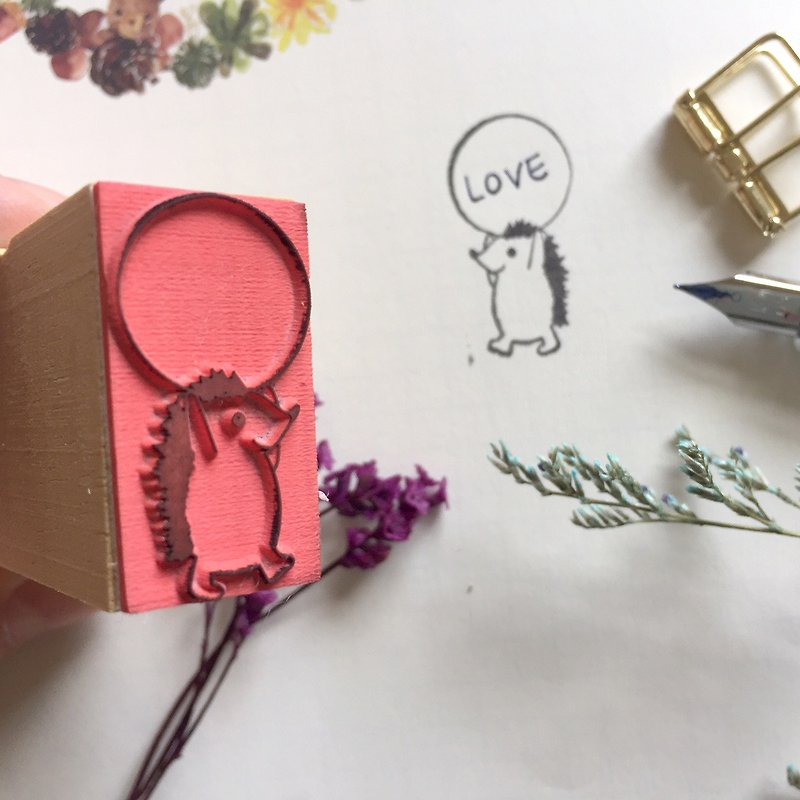 Zoe's forest 小刺猬圆型对话框橡皮章 - 印章/印台 - 木头 