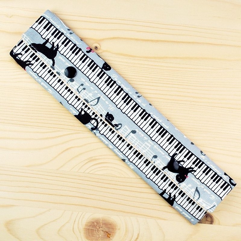 钢琴黑猫筷袋筷子组_灰 - 筷子/筷架 - 棉．麻 灰色