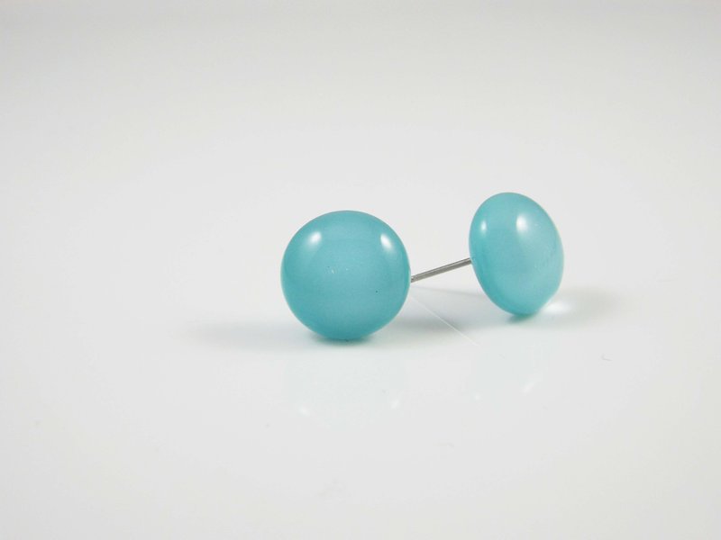 琉璃耳环(圆)Pantone 304 - 耳环/耳夹 - 玻璃 蓝色