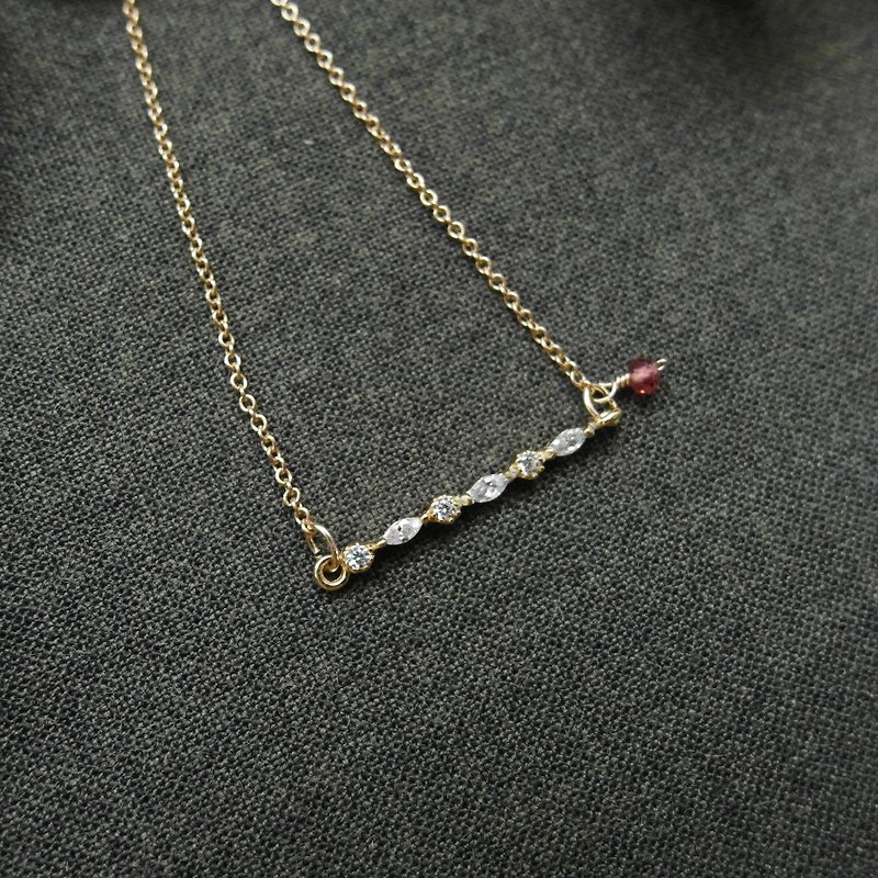 【圣诞礼物系列】微星锆石14K包金项链/红石榴石 - 项链 - 其他金属 金色