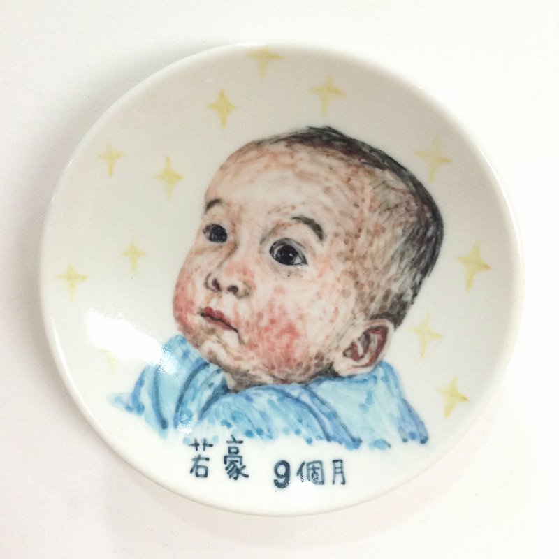 【定制化】婴幼儿宝宝手绘小碟 / 附站架 - 订制画像 - 瓷 多色