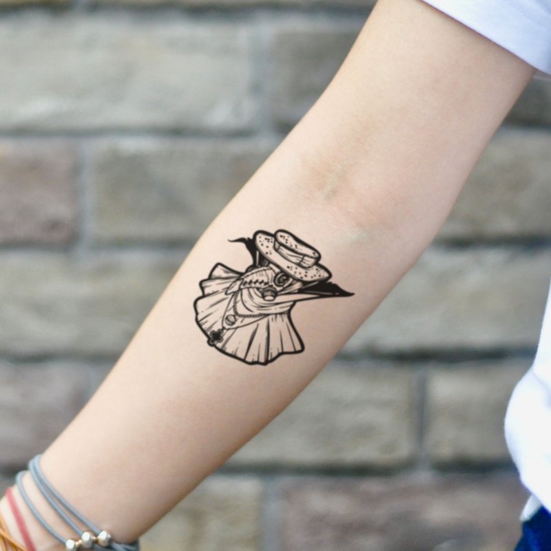 OhMyTat 瘟疫医生 Plague Doctor 刺青图案纹身贴纸 (2 张) - 纹身贴 - 纸 黑色