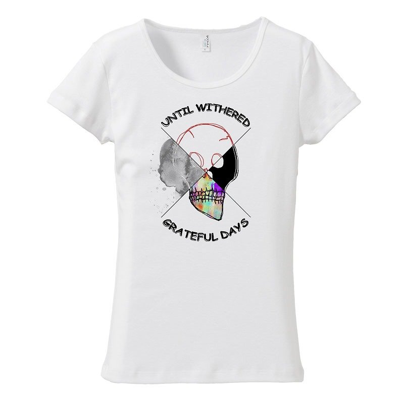 [レディースTシャツ] 4 Piece Skull - 女装 T 恤 - 棉．麻 白色