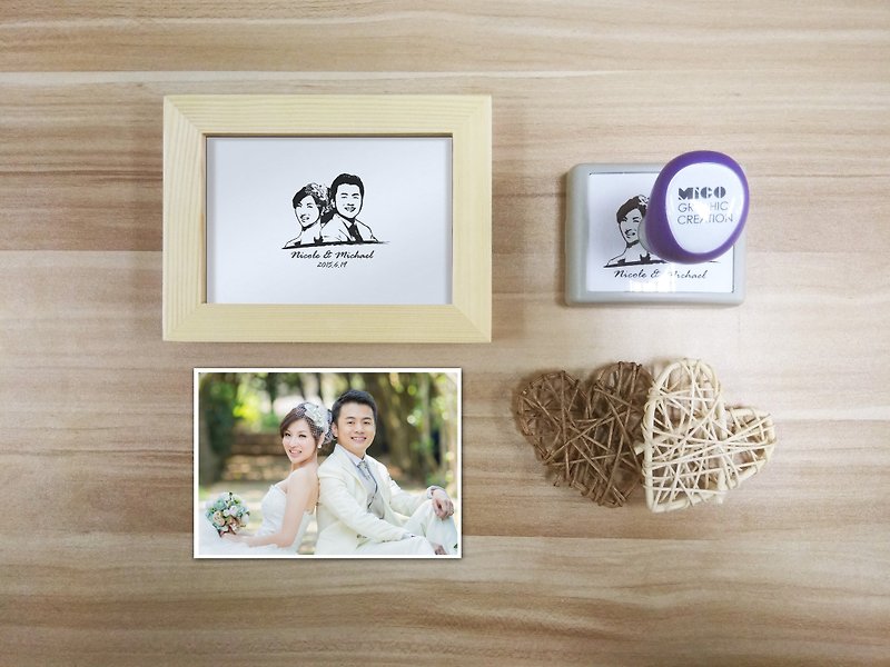 定制化肖像原子印+数码图像 版画印章(双人) 结婚礼物情人节礼物 - 印章/印台 - 塑料 黑色