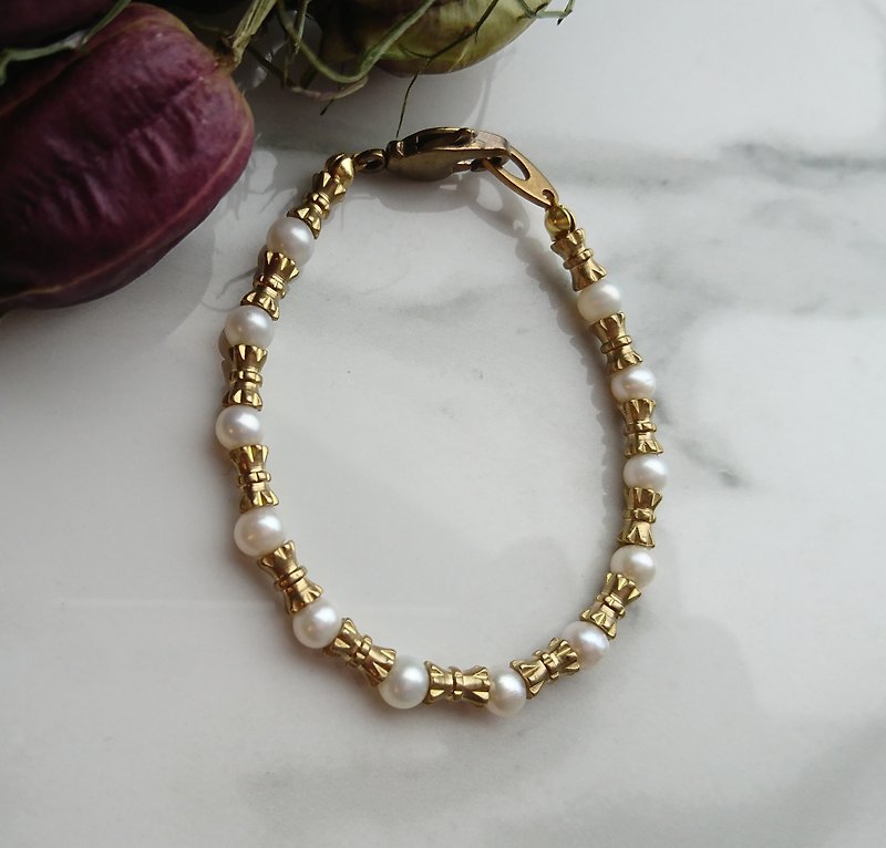黄铜天然珍珠手链 - 手链/手环 - 其他金属 白色