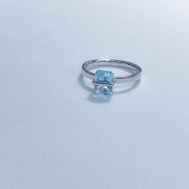 14K金 蓝晶 戒指 每件不同 每款独有 - 戒指 - 宝石 白色