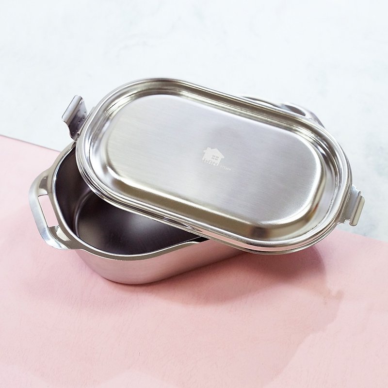 【外盒】不锈钢304餐具系列-雾光3号款(约600ml) - 便当盒/饭盒 - 其他金属 银色