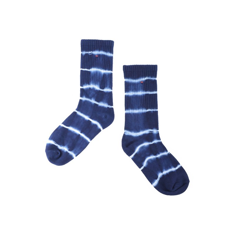 oqLiq - AdHeRe - 蓝染袜 (夹染条纹) - 袜子 - 其他材质 蓝色