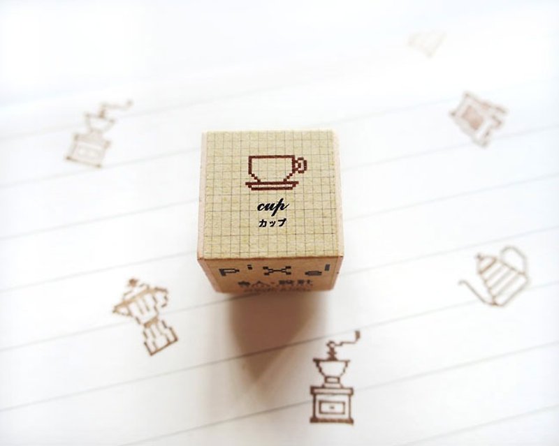 咖啡杯 像素 印章 咖啡系列 - 印章/印台 - 木头 咖啡色
