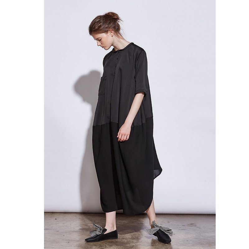 1602B0815 ( 衬衫领长罩衫 ) - 女装上衣 - 其他材质 黑色