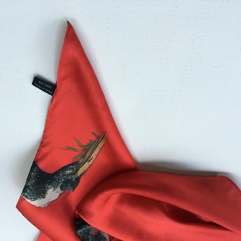 艺术丝巾 红色鹤礼 新年礼物 - 丝巾 - 丝．绢 红色