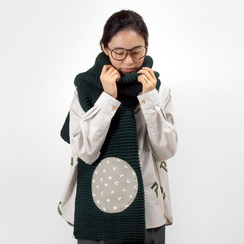 台湾的注音符号口袋针织围巾-新版墨绿 - 其他 - 羊毛 绿色