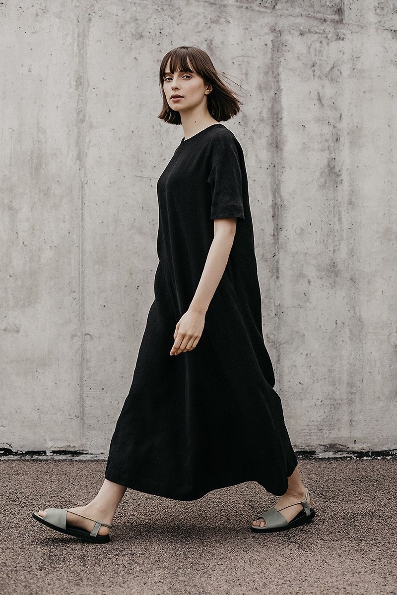 Linen Dress Motumo – 18S8 - 洋装/连衣裙 - 亚麻 