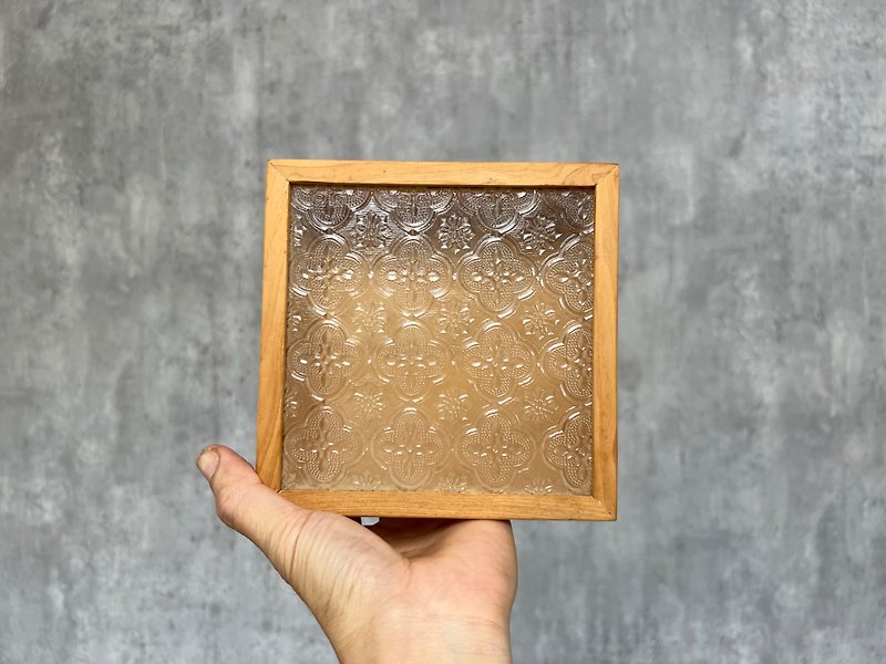 老玻璃桧木宝盒 - 收纳用品 - 木头 橘色