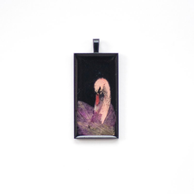 Pink Swan_Bird&Petal_Pink Swan_Pendant_Resin_Art Wearable_Bird No.17 - 项链 - 纸 