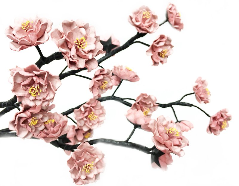 【樱吹雪】霜降粉红皮革八重樱花【花】 - 摆饰 - 真皮 粉红色