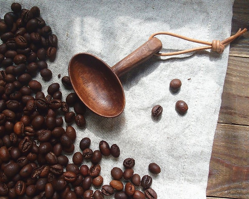 清制。手作木质椭圆咖啡豆勺挂绳－胡桃木 - 野餐垫/露营用品 - 木头 咖啡色