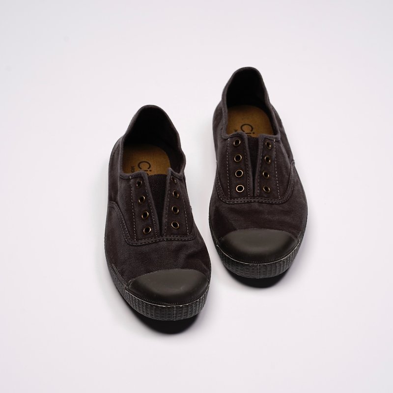 西班牙帆布鞋 CIENTA U70777 01 黑色 黑底 洗旧布料 大人 - 女款休闲鞋 - 棉．麻 黑色
