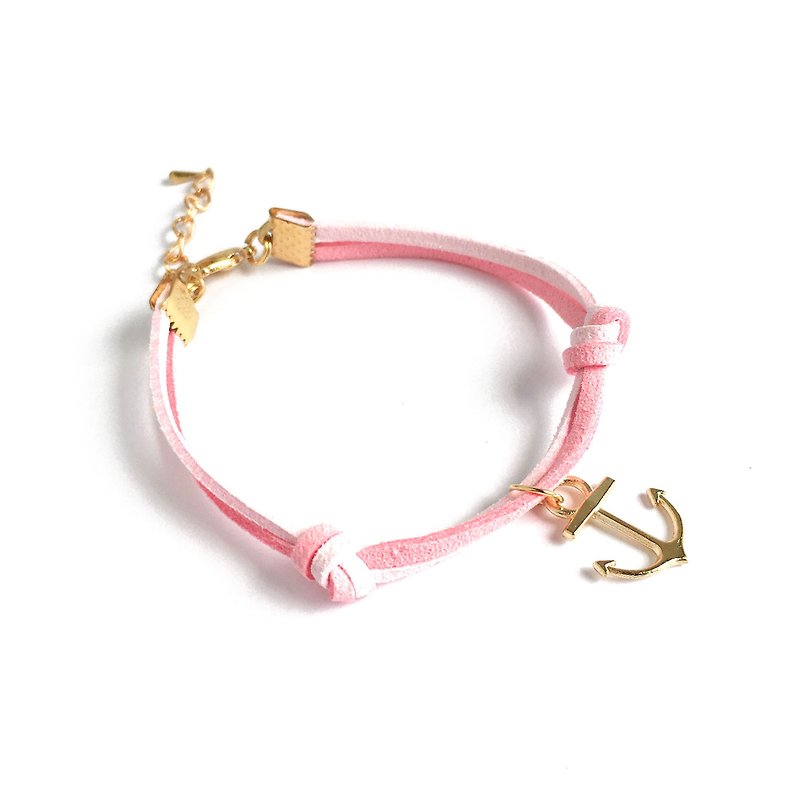 简约 船锚 手工制作 手环 淡金色系列-浅粉 - 手链/手环 - 其他材质 粉红色
