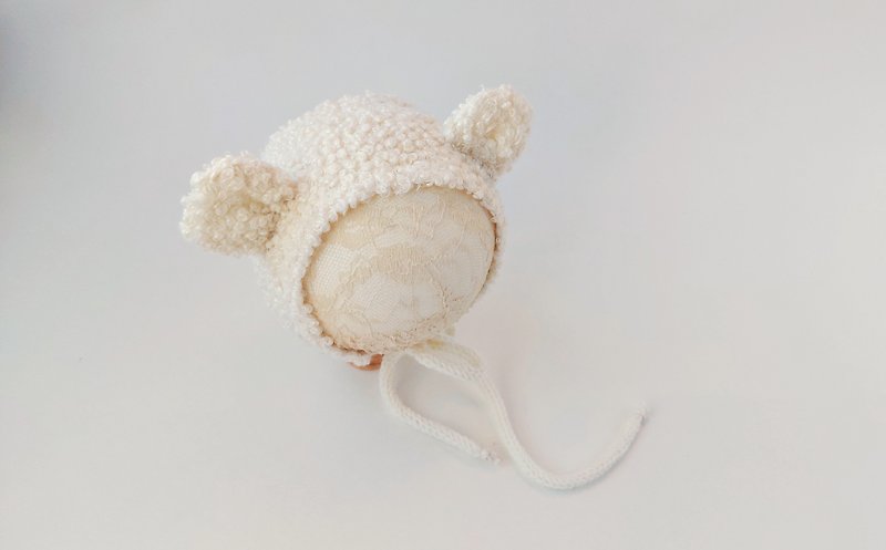 小熊帽子乳白色，熊帽子，新生儿照片道具服装，小熊帽子，婴儿 - 婴儿饰品 - 其他材质 白色