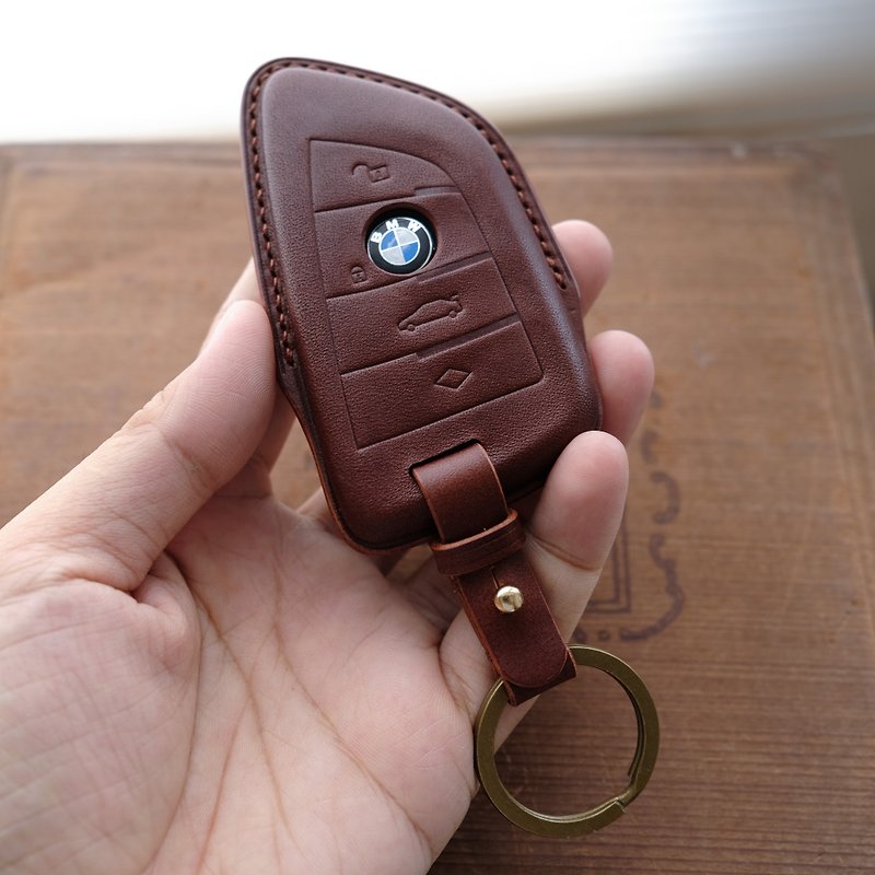 【寓吉】BMW X3 X4 X5 X6 X7 F15 i3 i4 i8 iX  钥匙皮套 - 钥匙链/钥匙包 - 真皮 咖啡色