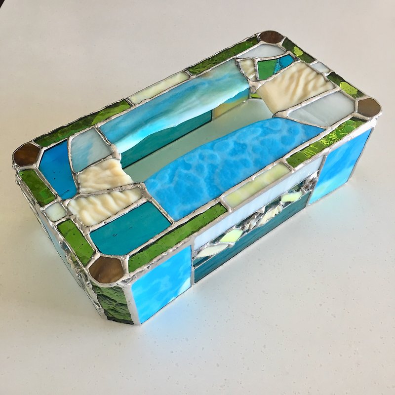 ティッシュボックスケース Great nature ガラス Bay View - 纸巾盒 - 玻璃 蓝色