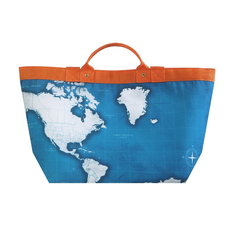 世界地图帆布手提袋  Atlantic blue - 手提包/手提袋 - 聚酯纤维 蓝色