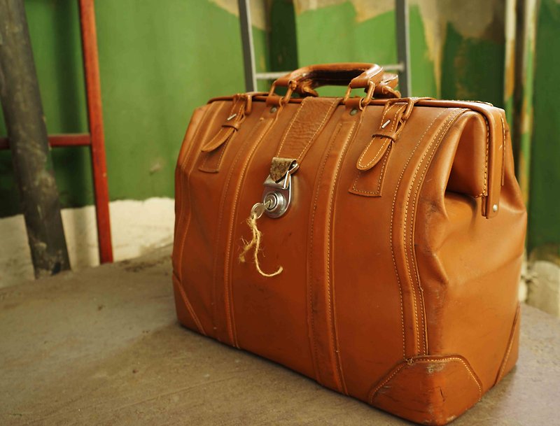 欧洲寻宝古董包-50年代棕色真皮医生包手提箱包 - 手提包/手提袋 - 真皮 咖啡色