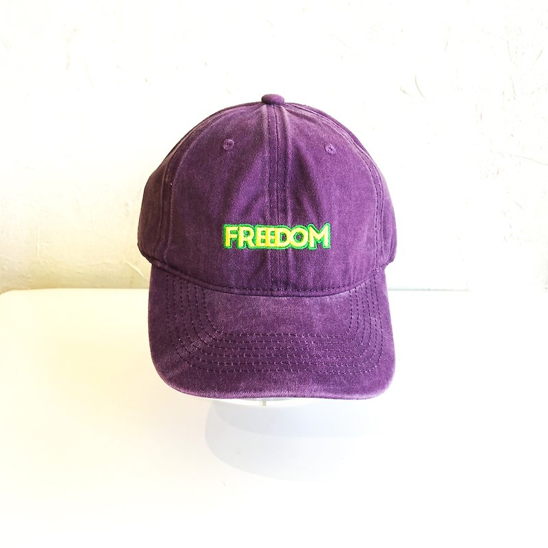 自由商行-水洗做旧棒球帽-紫色 - 帽子 - 棉．麻 紫色