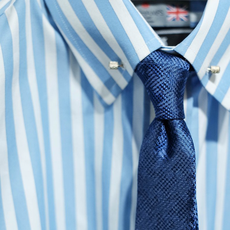 HIATUS 彩蓝格纹 丝质领带 绅士小物 - 领带/领带夹 - 丝．绢 蓝色