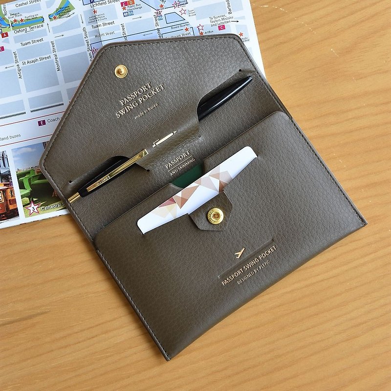 启程吧皮革护照包-法式棕,PPC94935 - 护照夹/护照套 - 人造皮革 咖啡色