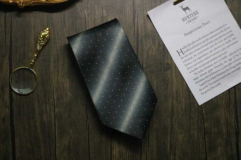 墨绿色小点点真丝领带/低调奢华商务礼盒装 - 领带/领带夹 - 丝．绢 绿色
