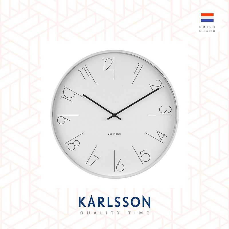 Karlsson, Wall clock Elegant Numbers steel white - 时钟/闹钟 - 其他金属 白色