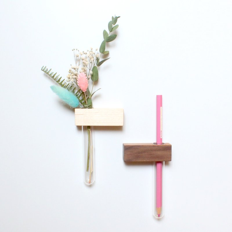 迷你花园方块磁铁2入 干燥花 花器 笔插 可加购刻字 台湾手作 - 植栽/盆栽 - 木头 咖啡色