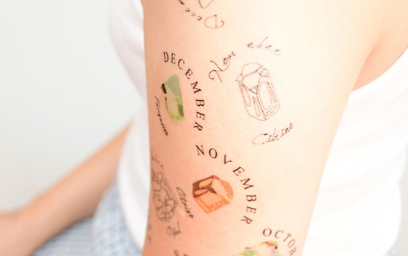 十一月生日石 刺青 纹身贴纸 可定制 - 纹身贴 - 纸 黑色