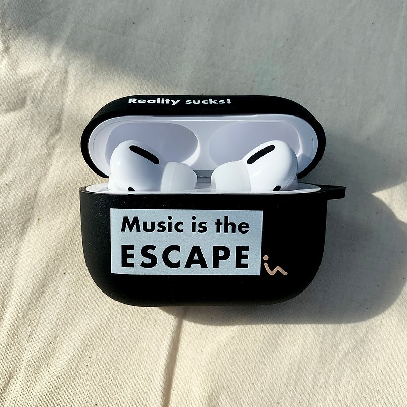 在音乐中逃避现实 黑色磨砂软壳 AirPods Pro 耳机保护套 耳机壳 - 耳机 - 橡胶 黑色