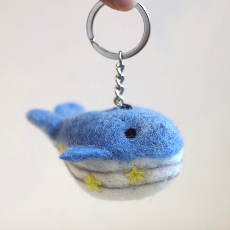 毕业礼物 羊毛毡 钥匙圈 鲸鱼适用文化币 - 钥匙链/钥匙包 - 羊毛 蓝色