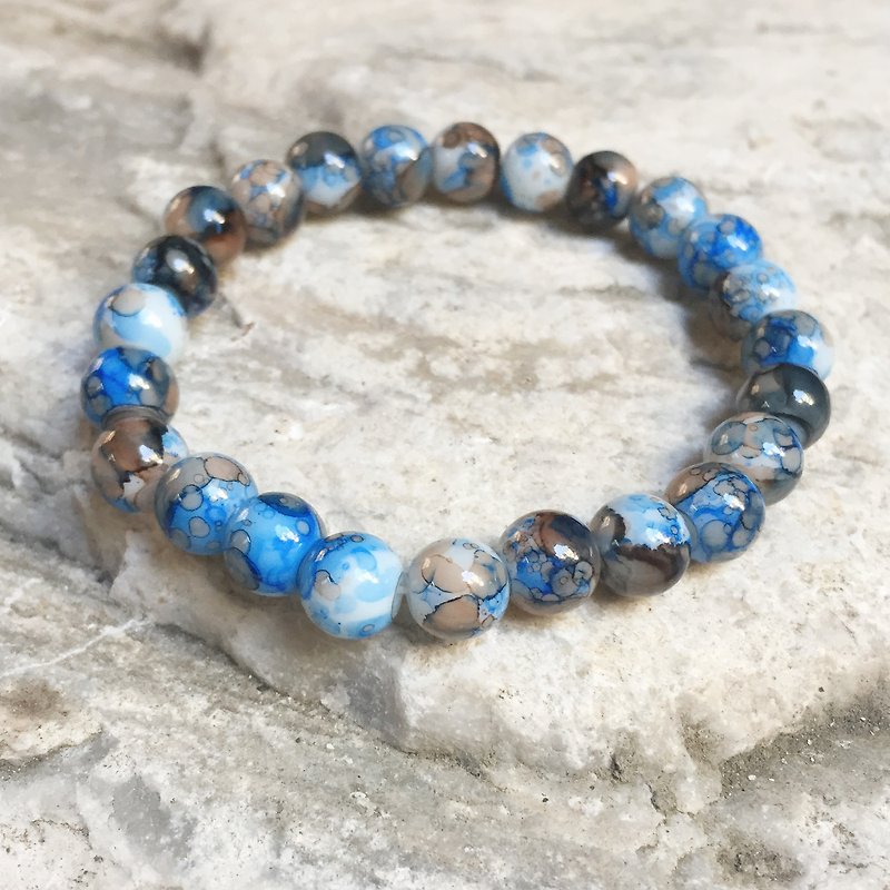 蓝色海洋 | 烤漆琉璃珠 | 串珠手环 - 手链/手环 - 其他材质 蓝色