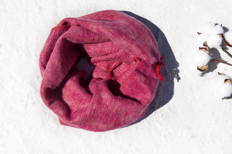 圣诞礼物纯羊毛丝巾/手工针织围巾/编织围巾/纯羊毛围巾-草莓蛋糕 - 丝巾 - 羊毛 粉红色