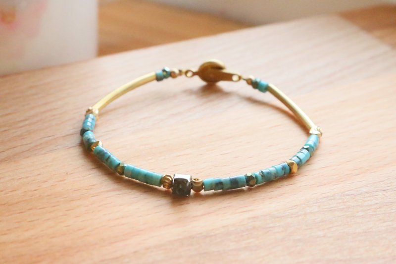 玛瑙 天然石 黄铜 手链 0994 <海藻> - 手链/手环 - 宝石 绿色